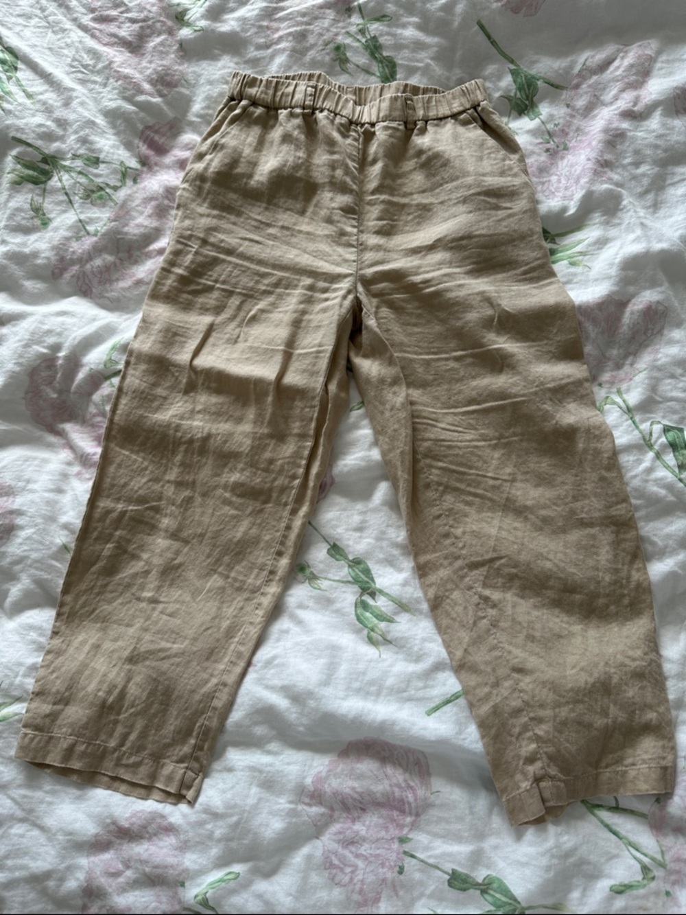 Quince Beige Straight-Leg Linen Pants